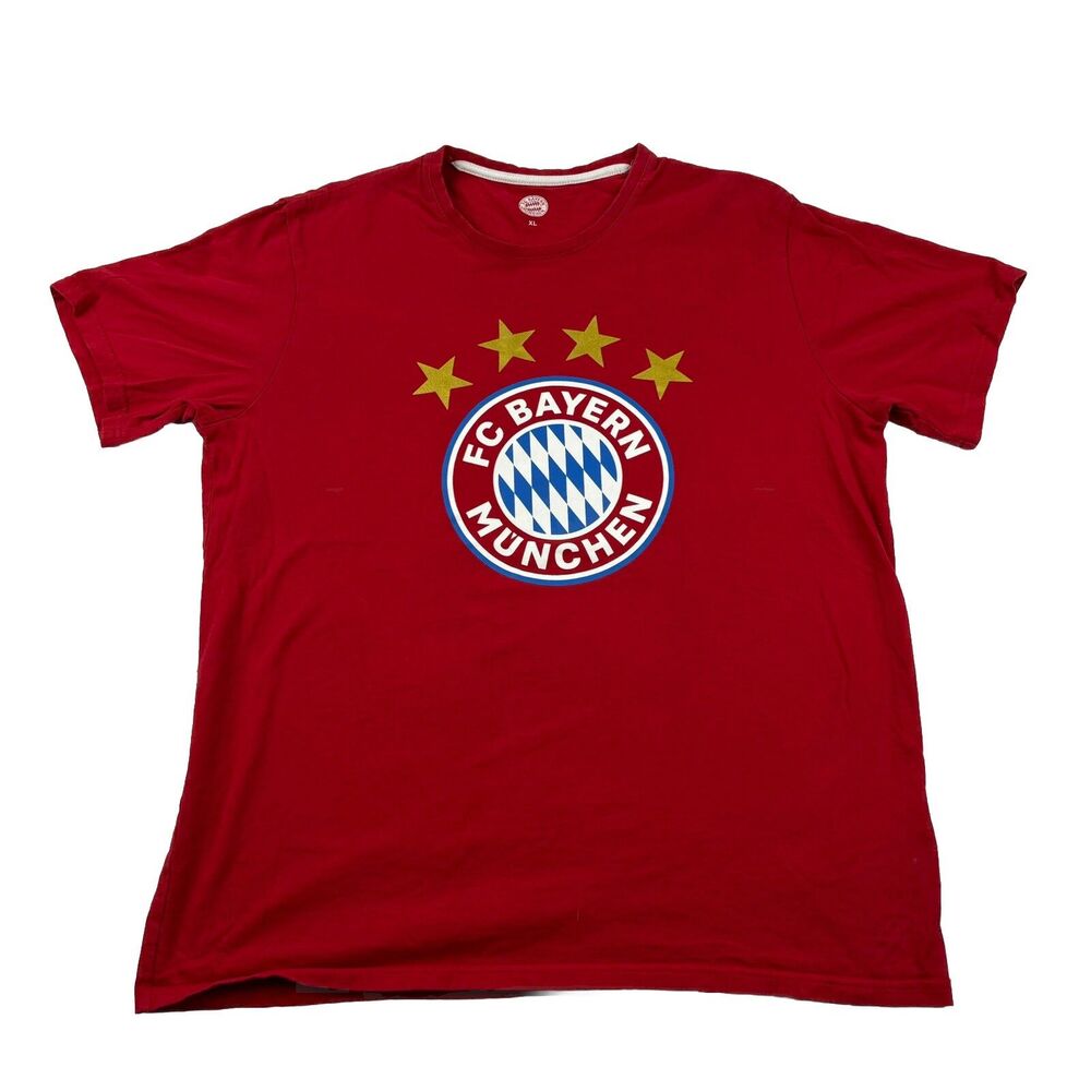 FC Bayern Munich Soccer T Shirt Mens XL Red Short Sleeve
